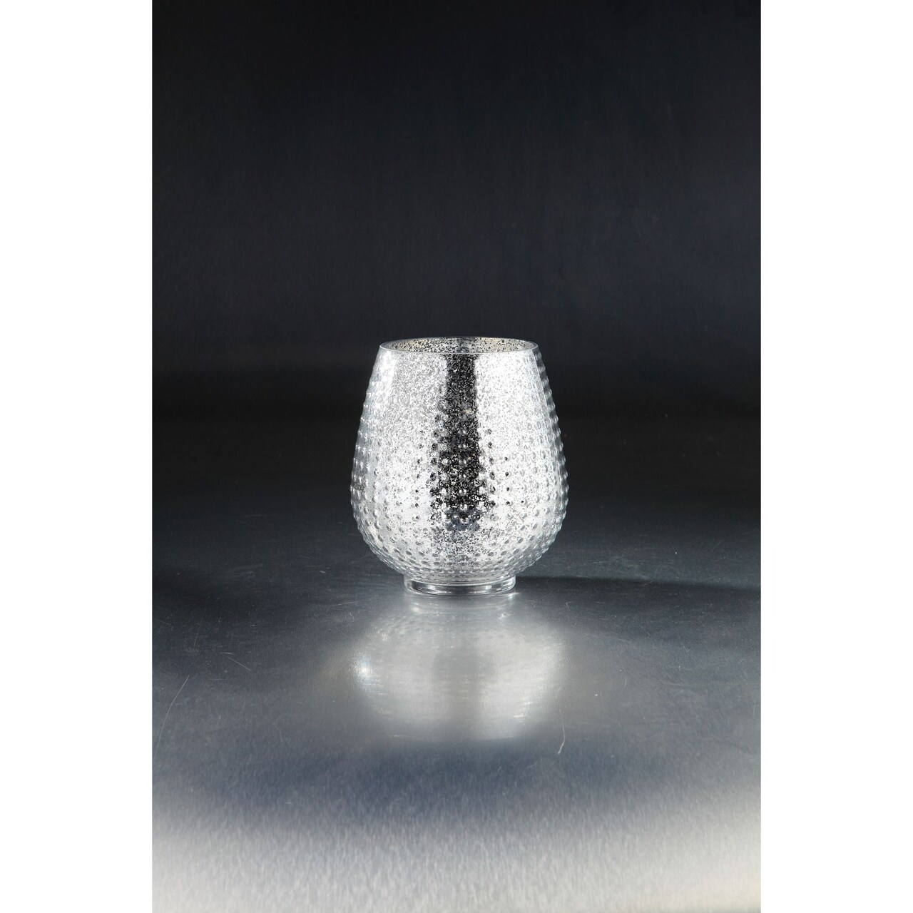 CC Home Furnishings 8” Silver Metallic Textured Bumpy Glass Vase
